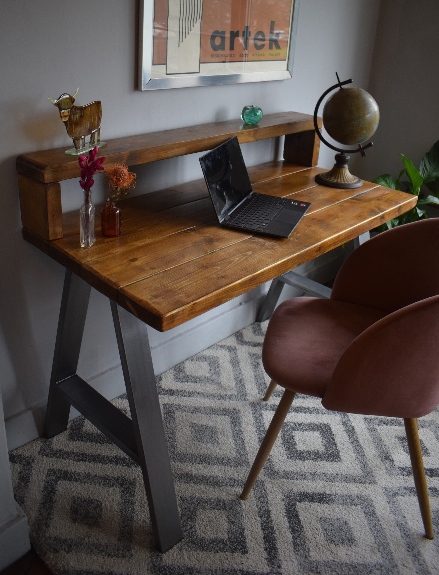 A Frame desks collection at James Workshop - showcasing sleek mid-century modern industrial designs that combine strength and style for a productive workspace