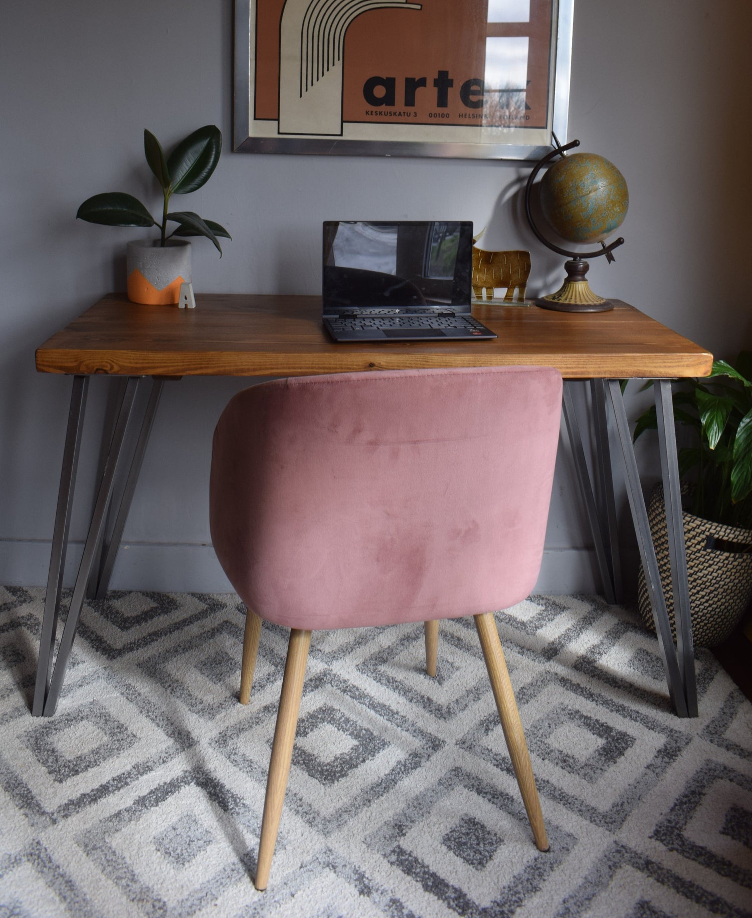 Box hairpin leg desks collection at James Workshop - combining contemporary mid-century modern industrial designs with sturdy hairpin legs for a chic and functional workspace