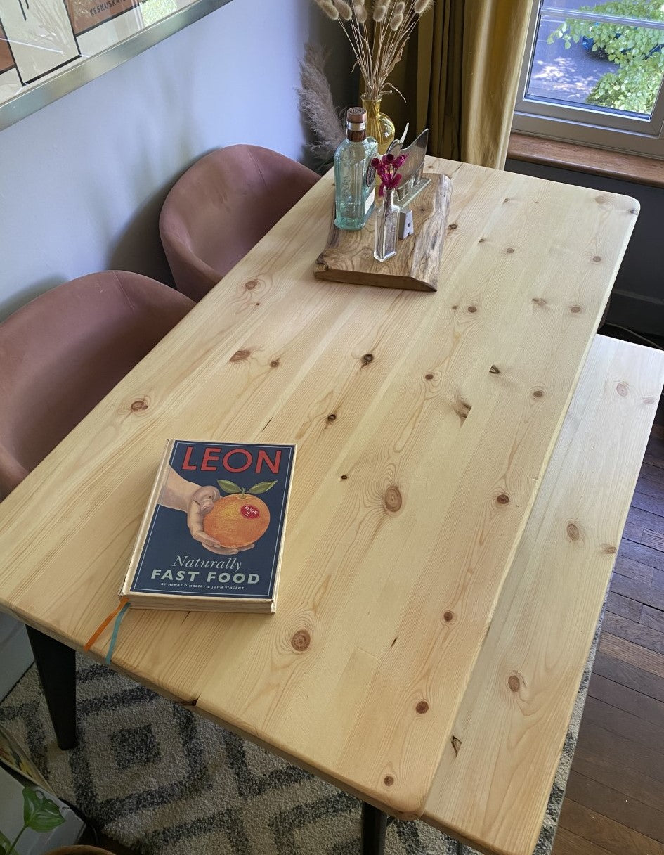 Rustic Dining Table Tapered Black Legs