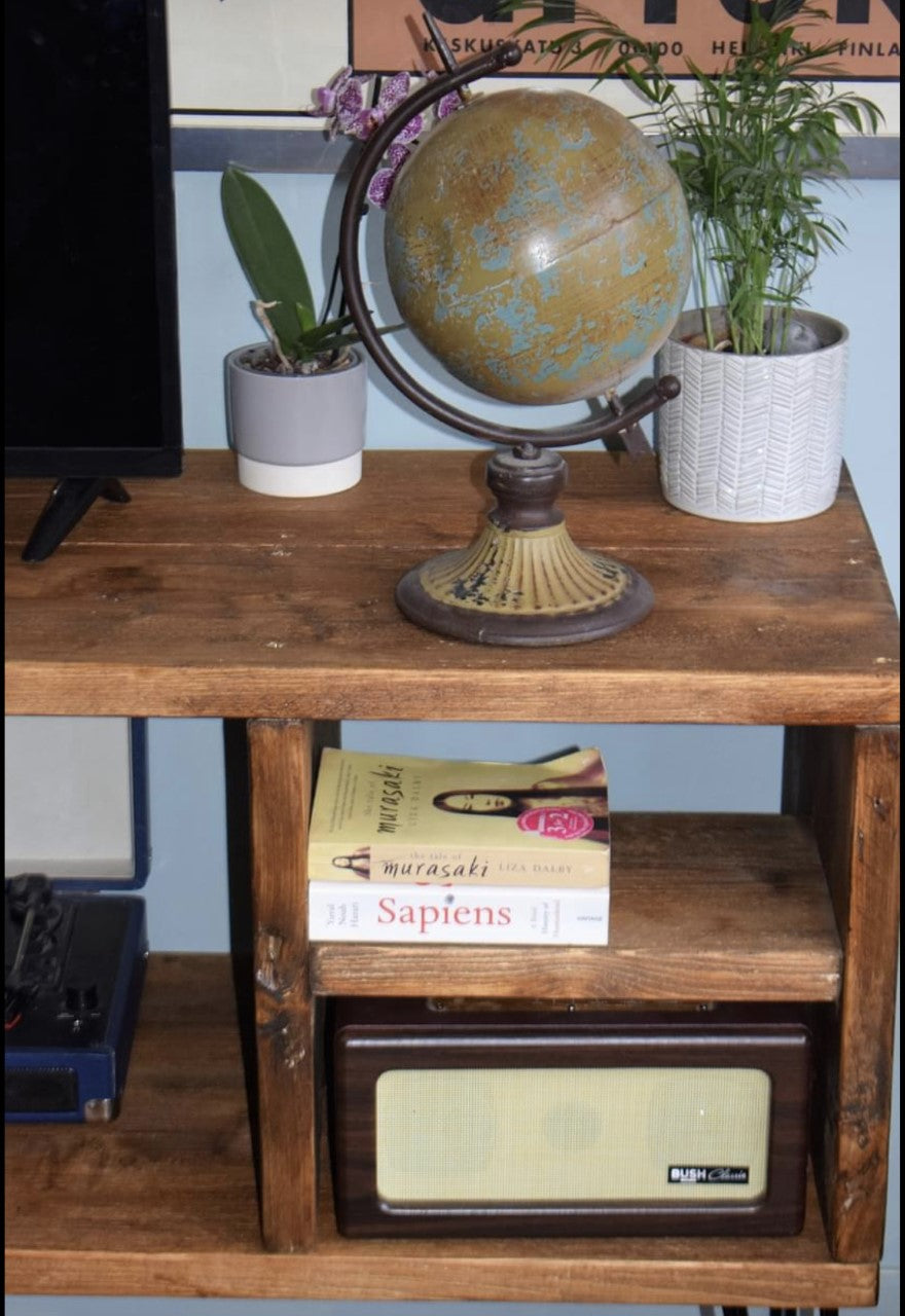 Industrial Reclaimed Scaffold Board Sideboard Vinyl Storage with Black Steel Hairpin Legs - Mid-Century Modern Home Furniture|Scandi Design|